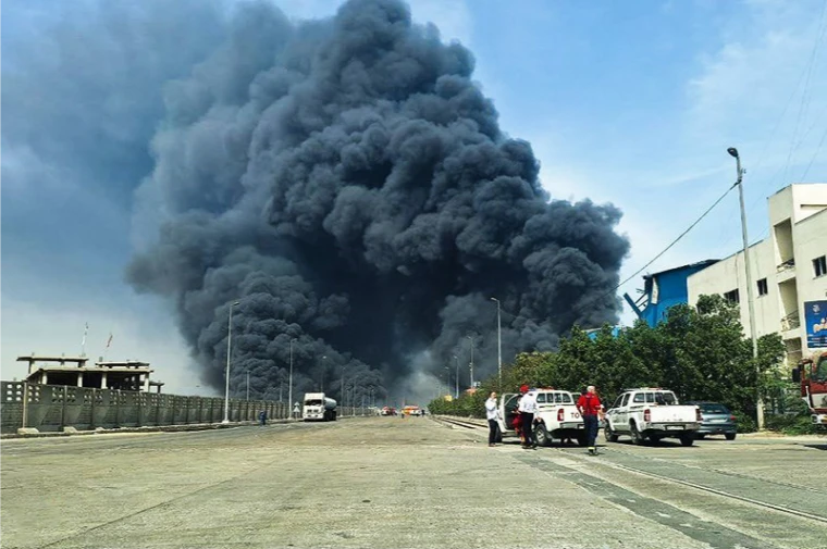 Shahid Rajaee port explosion. (Tasnim News Agency)